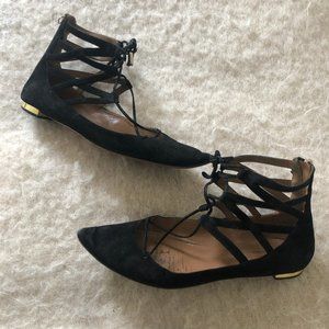 Aquazzura black suede Christy flats size 37.5